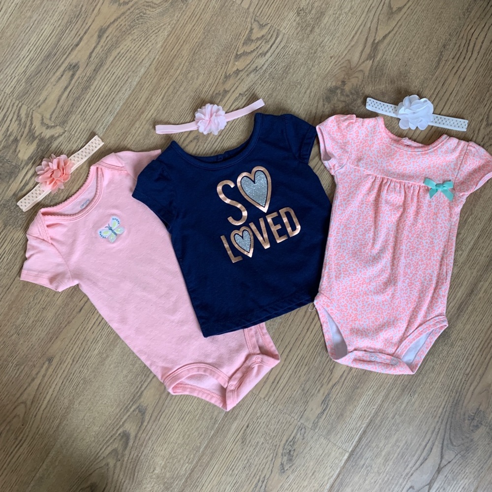 🌈Baby Bundle! Carter’s & Other 9-12 Shirts | Bows